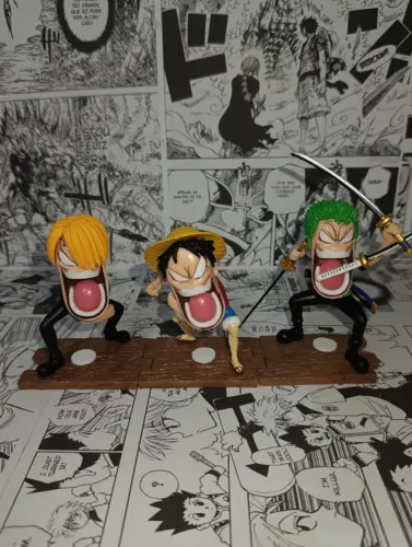 Trio Monstro One Piece - Figures Chibi Luffy, Zoro e Sanji