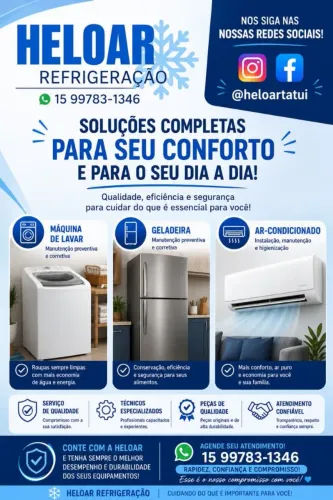 Instalação e manutenção em ar condicionado, geladeira e máquina de lavar