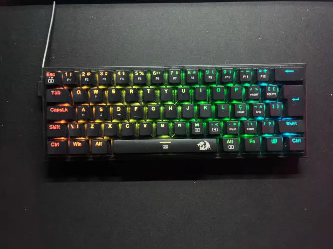KIT MOUSE E TECLADO:Teclado mecânico redragon e mouse havit com caixa