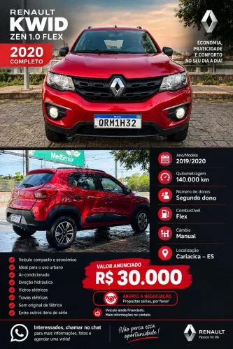 Renault Kwid Zen 1.0 Flex 12V 5P Mec. 2020