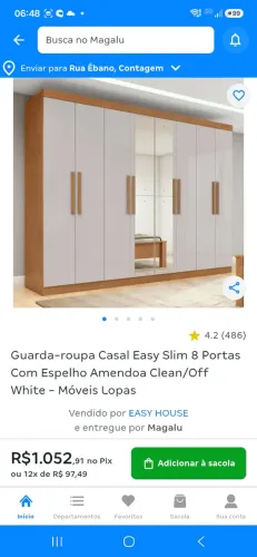 Guarda roupas easy slim 8 portas com espelho