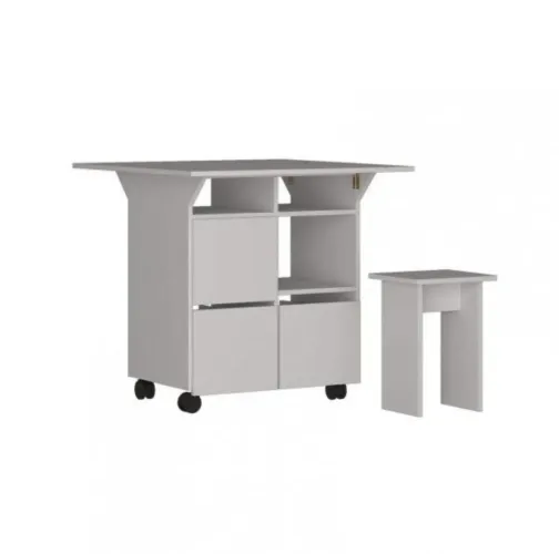 MESA RETANGULAR COM 4 BANCOS - BRANCO