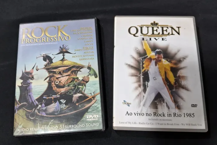 2 dvds Queen e coletânea de Rock progressivo 