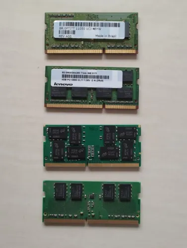 4 memórias RAM notebook 4Gb e 2Gb funcionando
