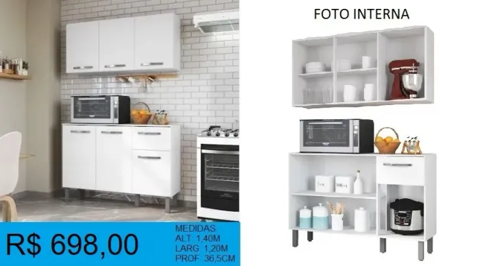 Conjunto armário e balcão de alta qualidade - Entrega e montagem grátis!