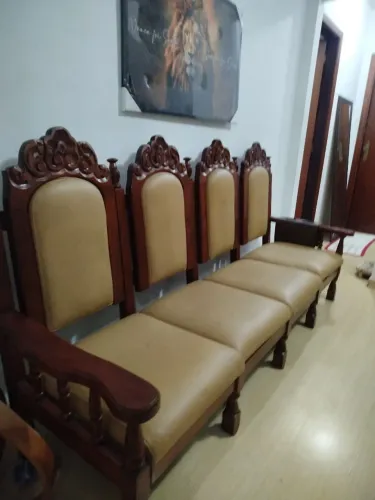 Sofá Rústico, madeira maciça talhado a mão, 4 lugares