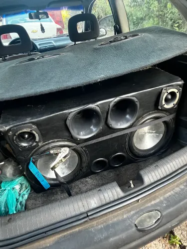 Caixa de Som 2 Sub de 12 , 2 tweter e 2 corneta + Potencia roadstar 2mil rms