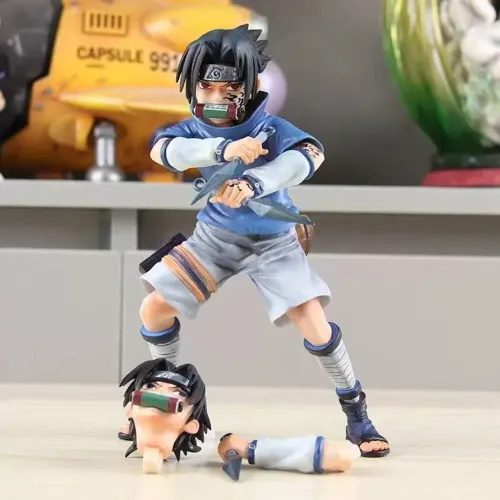 Boneco Sasuke Uchiha Akatsuki  Naruto Miniatura Action Figure 19cm