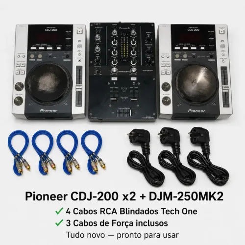 Set DJ Pioneer ? Par CDJ-200 + Mixer DJM-250MK2 + Cabos