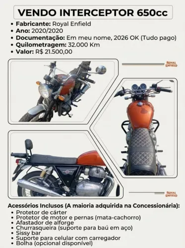 Interceptor 650cc 2020/2020 doc.2026 tudo ok