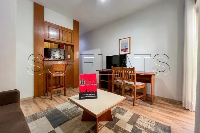 Crillon, flat disponível para locação contendo 39m², 1 dormitório e 1 vaga de garagem.