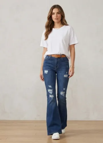 Calça Jeans feminina flare Nati Vozza, 36