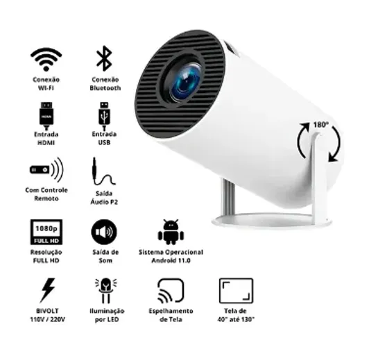 Projetor Mode Hy300 FHD/4k Android 11 Wi-fi Bluetooth