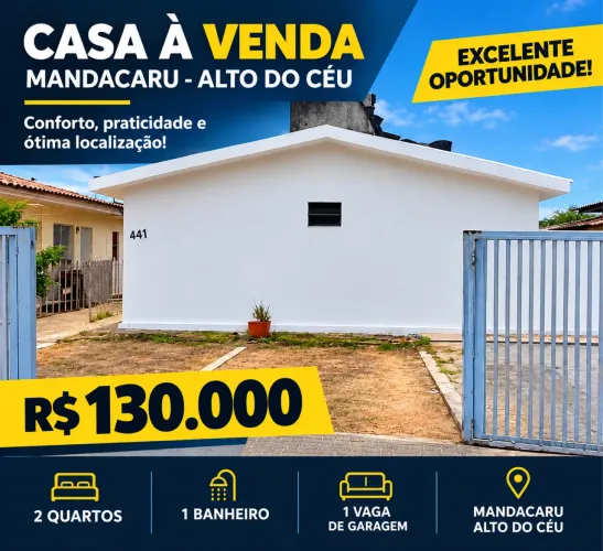 ? CASA EM MANDACARU | 515 m² DE TERRENO | R$ 170 MIL