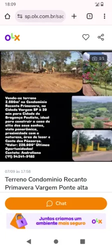 Condomínio recanto primavera terreno