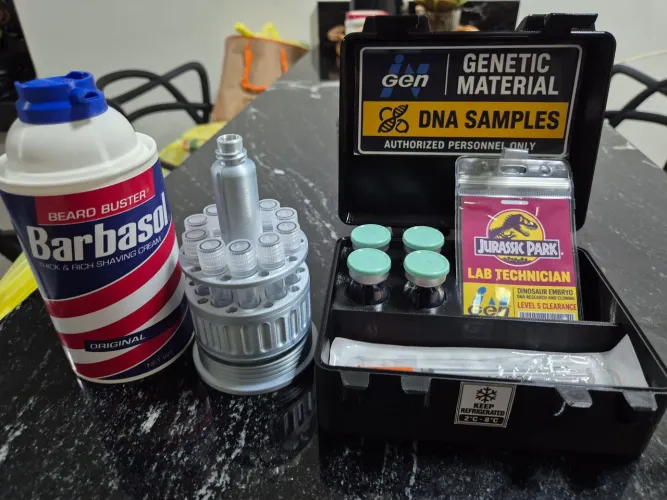 Kit laboratório jurassic park com barbasol