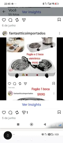 Fogão elétrico 2 boca 99.00 01 boca 60.00