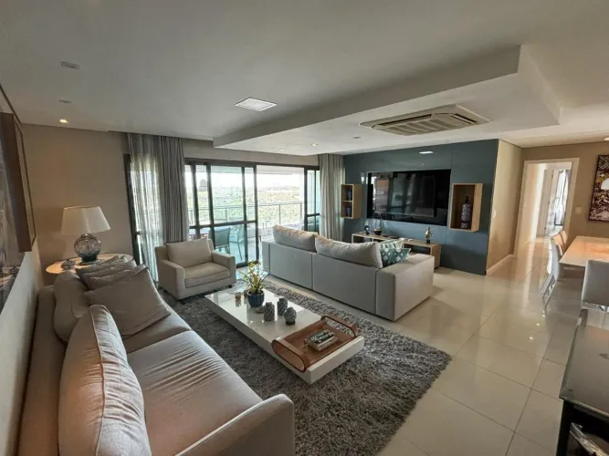 Le Parc mobiliado, 195m², vista mar, 4 suítes, área de serviço, dependência, 4 vagas, clim