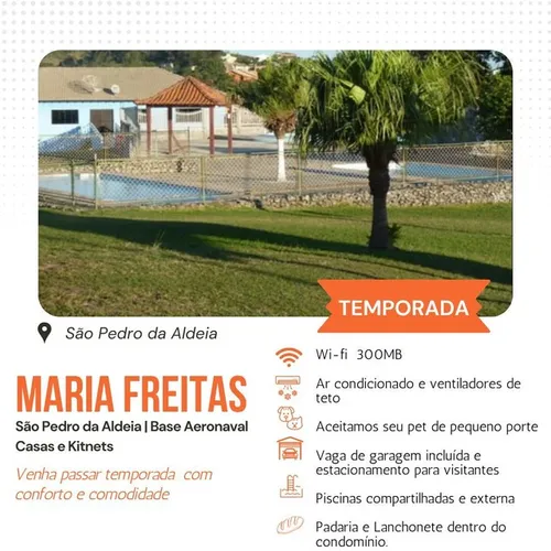 Aluguel fixo ou Temporada /Casas e Kitnets mobiliadas-Base Aérea Naval- Condomínio Fechado