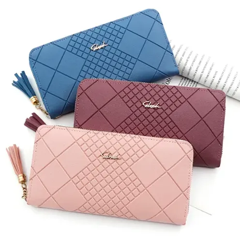 Bolsa com Zipper para mulheres, porta-moedas, suporte dinheiro, telefone, bolso grande
