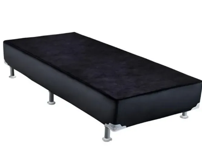 Base Box Sommier Solteiro Corino Preto Até 12x - Frete Grátis 