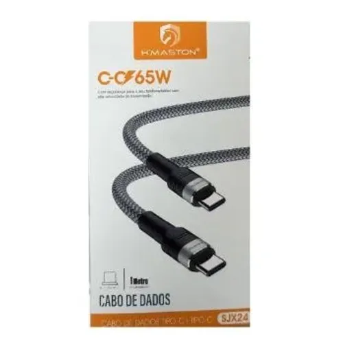 Cabo Carregador De Dados 65w Nylon Hmaston Turbo Tipo C Para Tipo C