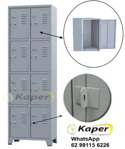 Roupeiro armario 08 portas aço cinza ( produto novo )