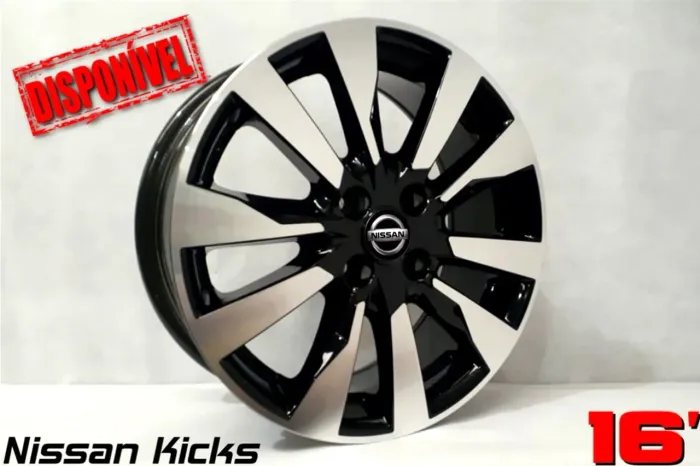 Roda aro 16 Nissan Kicks preta com diamantado 4x100 jogo novo 