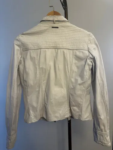 Jaqueta de Couro branco Elegante