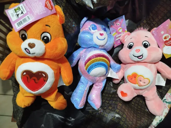 Ursinhos carinhosos Cacau Show - Novos - 3 unidades. Laranja, rosa e azul