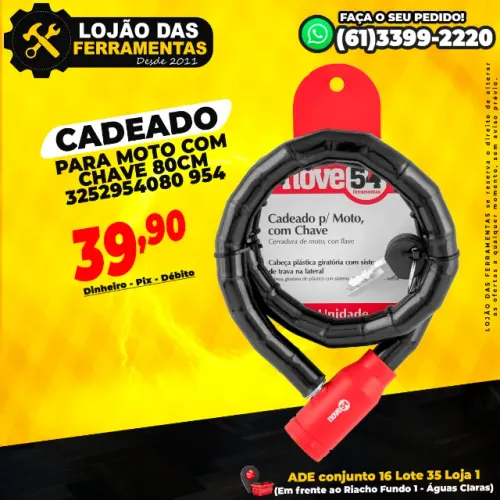 Cadeado Para Moto Com Chave 80cm 954