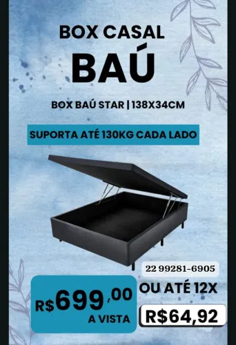 Box Baú Casal Star 138x34cm - Suporta 130kg