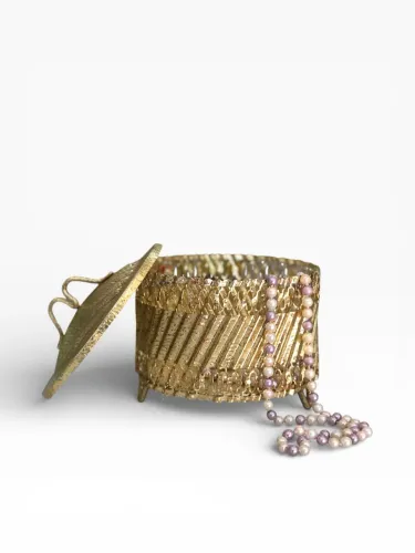 Porta joias, Floreira/Porta Doces ou jardineira antiga em metal dourado 
