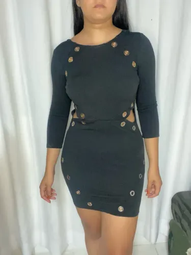 Vestido preto de manga