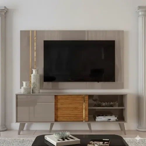 Rack com painel Fendi/Naturale