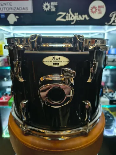 Tom 12x09 pearl vision birch preto Onix aros triple flange Evans 