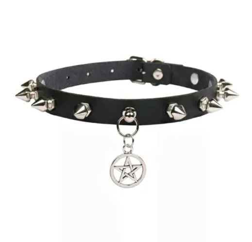 Choker Retro de Couro sintético Estilo Punk