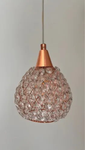 Luminária Pendente dourada Rosé com cristais