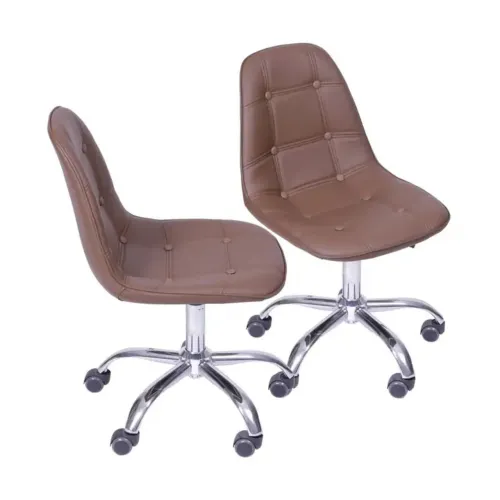 Kit 02 Cadeiras 1110 Botone Café Base Rodízio