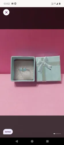 Anel com pedra Larimar em prata com caixa de presente