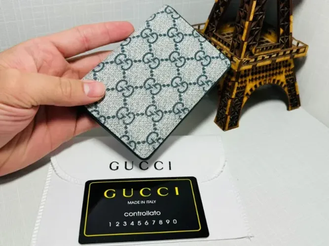 PORTA CARTÕES GUCCI AZUL PREMIUM LANÇAMENTO 2025 COURO CANVAS