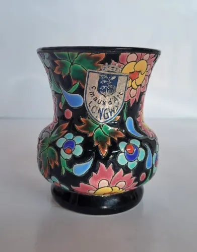 Vaso Émaux de Longwy - França - Esmaltado e Decorado à Mão - Estilo Art Déco