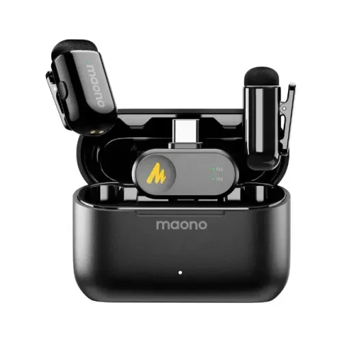 Kit Case com 2 Microfone Profissional de Lapela Sem Fio Maono Wave T1 Mini - WZetta