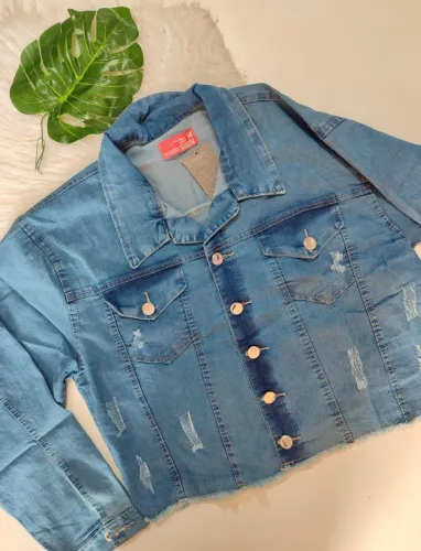 Jaqueta Jeans Destroyed Feminina