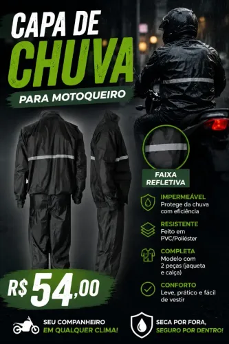 Capa de chuva para motoqueiro Tamanho: GG