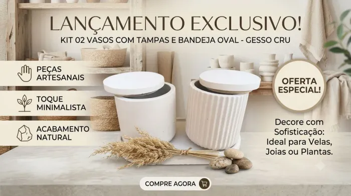 Kit 3 peças gesso decoração