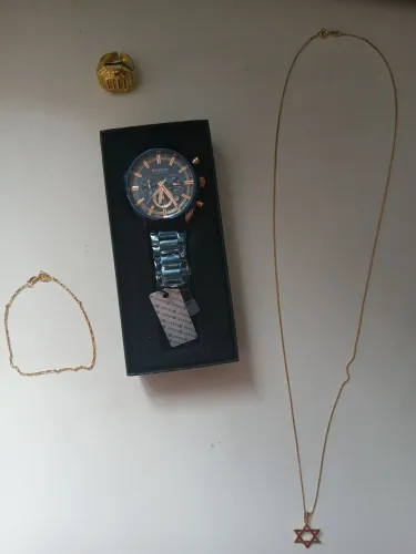 Kit Masculino Relógio + Pulseira + Corrente + Dedeira
