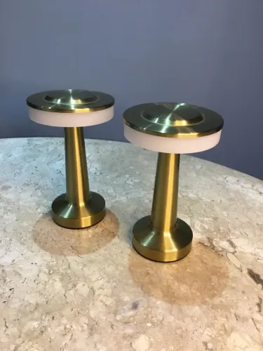 Par De Luminárias Lanternas Led Metal Dourado