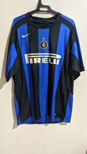 Camisa Original da Inter de Milão 2004-05 Autografada pelo Adriano Imperador