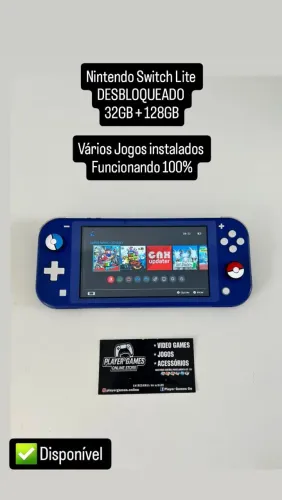Nintendo Switch Lite 32GB + 128GB !! DESBLOQUEADO! (Aceito Cartão)